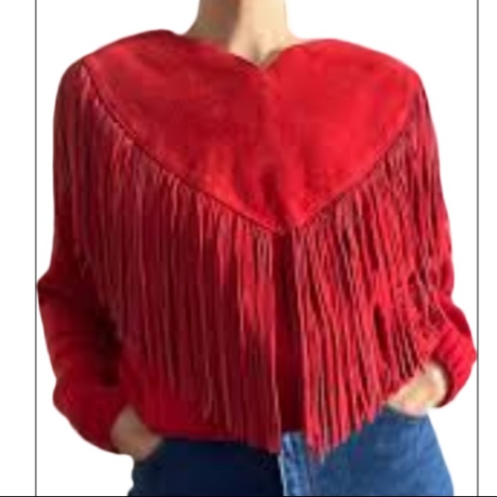 VINTAGE SUEDE FRINGE SWEATER